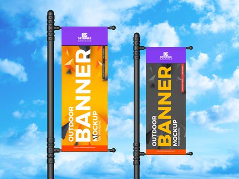 Free Outdoor Advertisement Roadside Banner Mockup Design - Mockup Planet Outdoor Banner Design, Restaurant Banner, Pole Banners, Banner Mockup, Street Banners, Event Display, Business Proposal Template, Banner Advertising, Outdoor Banners