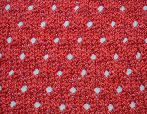 Textured Knits: STAGGERED EYELET STITCH 10 Stitch Blanket, Eyelet Stitch, Lace Knitting Stitches, Knitting Stitches Tutorial, Crochet Knit Stitches, Knitting Paterns, Vintage Knitting Patterns, Easy Knitting Patterns, Scarf Knitting Patterns