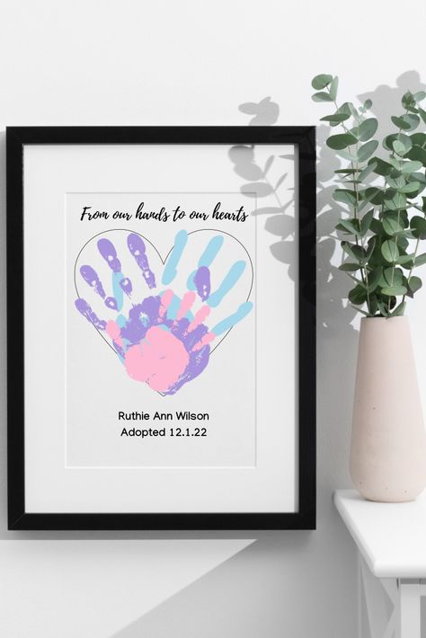 Adoption Finalization, Family Handprint Art, Family Handprint, Adoption Celebration, National Adoption Month, Adoption Signs, Adoption Party, Foster To Adopt, Adoption Gifts