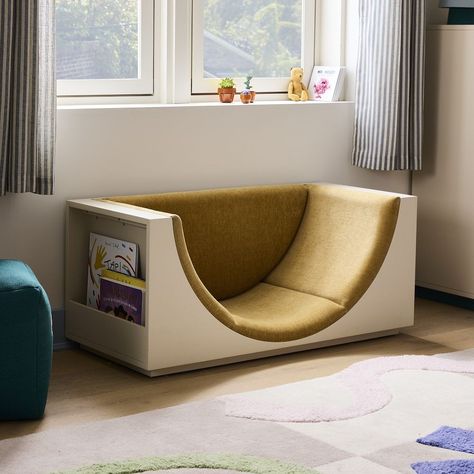 Eva Chen Arched Reading Nook w/ Bookcase | West Elm Reading Corner Kids Room, Bookshelf Bench, Eva Chen, Kids Shared Bedroom, Bookshelves In Bedroom, West Elm Kids, Game Room Family, Bookcase Wall, Three Children