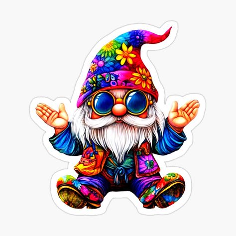 Get my art printed on awesome products. Support me at Redbubble #RBandME: https://www.redbubble.com/i/sticker/Hippie-Gnome-Vibes-by-VibewithAsia/164985052.EJUG5?asc=u Tie Dye Hat, Peace Signs, Sticker Shop, Peace Sign, Good Vibes, Awesome Products, Tie Dye, Shades, Art Prints