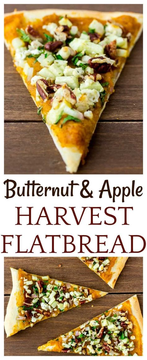 Butternut Squash Flatbread Pizza, Green Apple Pizza, Vegan Flatbread Pizza Recipes, Butternut Squash Puree Recipes Dinners, Fall Flatbread Pizza, Harvest Recipes Fall, Fall Flatbread Recipes, Recipes With Butternut Squash Puree, Apple Main Dish Recipes