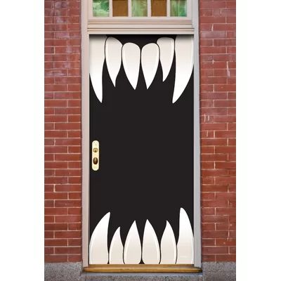 Halloween Door Decorations Classroom, Scary Teeth, Diy Halloween Door Decorations, Halloween Classroom Door, Halloween Diy Door, Halloween Garage Door, Halloween Classroom Decorations, Halloween Garage, Halloween Front Door Decorations