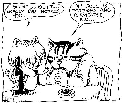 Fritz the Cat-- "My soul is tortured and tormented, kid..." Fritz The Cat, Robert Crumb, Cat Comics, Coney Island, A Cartoon, Queen, Comics, Tumblr