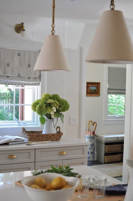 My Work || A Charming Cottage Kitchen | NINE + SIXTEEN | Bloglovin’ Decorate Home, Swiss Coffee, Repose Gray, Entry Design, Charming Cottage, Charming Kitchen, Gray Cabinets, Lighting Sconces, Cabinet Color