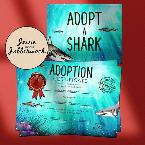 Shark Party Favors, Shark Sign, Baby Shark Party, 10 Birthday, The Deep Blue Sea, Adoption Certificate, Shark Party, Deep Blue Sea, Party Printable