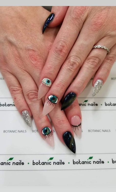 "Third Eye" nails by Botanic Nails Third Eye Nails, Botanic Nails, Eye Nails, Racun Shopee, Nails Blue, 3rd Eye, Burning Man, Nails Nails, Blue Nails