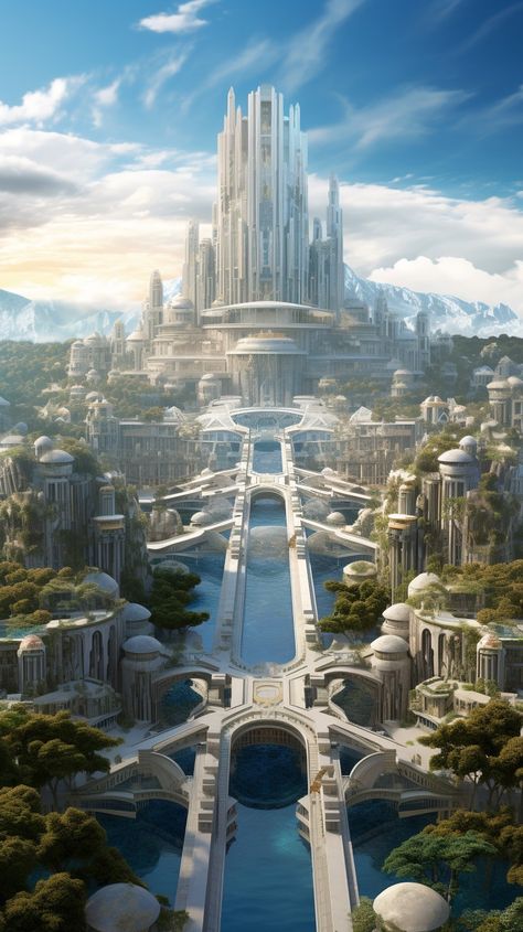 Kota Masa Depan, Sci Fi Landscape, Sci Fi City, Bg Design, Sci Fi Environment, Architecture Concept Diagram, Fantasy City, Fantasy Castle, Fantasy Setting