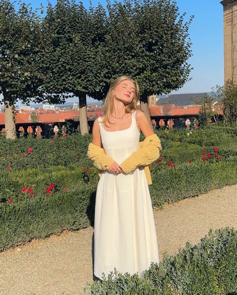 Golden hour glow and effortless charm✨ @lisa_rodina effortlessly shines in our white Square-Neck Midi Dress, paired with the soft yellow Round Neck Knitted Cardigan. 🌞A perfect look for soaking up the sun with style! 🌼Light, airy, and comfortable, this duo is made for those warm afternoon rays and a touch of elegance. #vicy #vicystudio #falloutfits #ootd #fashionstyle #elegance #dailywear #casualstyle #instastyle #authentic #fashiongram #pinterestaesthetic #pinterestinspired #whitedress #car... Soft Yellow, White Square, Knitted Cardigan, Knit Cuff, Golden Hour, Square Neck, Knit Cardigan, Casual Style, Insta Fashion