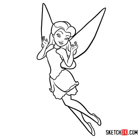 How to draw Rosetta the garden fairy | Disney Fairies - Step by step drawing tutorials How To Draw Fairies, Easy Fairy Drawing, Fairy Garden Drawing, Tinker Bell Tattoo, Fairy Cartoon, Body Shape Drawing, Easy Disney Drawings, Easy Drawings For Beginners, Fairy Drawings