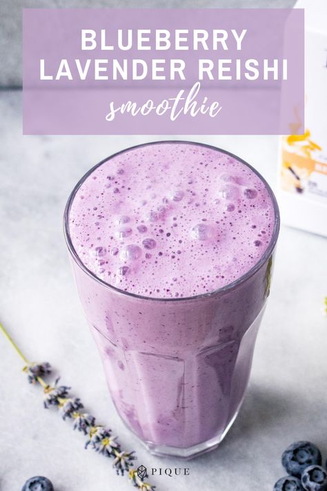 Lavender Protein Shake, Purple Smoothie Recipes, Herbal Smoothies, Lavender Drinks, Lavender Smoothie, Reishi Mushroom Tea, Purple Smoothie, Blueberry Lavender, Tea Smoothie