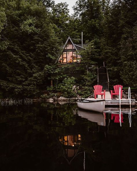 T R O T T C O L L E C T I V E on Instagram: “July looks good on you, TC. 📷 x @chrisandnicole__ #aframe #aframecabin #aframehouse #aframetoremember #cabin #cottage #lakehouse #muskoka…” Muskoka Cottage, Cabin Cottage, Cottage Aesthetic, Good Dog, Lake Living, Getaway Cabins, A Frame Cabin, A Frame House, Forest House