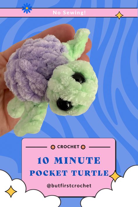 Easy No Sew Crochet Amigurumi, Crochet Pocket Animals, Amigurumi No Sew, Crochet Turtle Pattern Free, Easy Crochet Patterns Free Beginners, Crab Ideas, Crochet Stuffy, Crochet Crab, Turtle Crochet Pattern