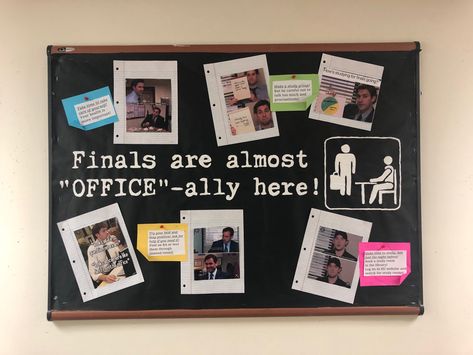 Residents learn how to study for finals using “office” memes Study For Finals, Ra Boards, Ra Bulletins, Ra Bulletin Boards, Door Decs, Office Memes, Ra Ideas, How To Study, To Study