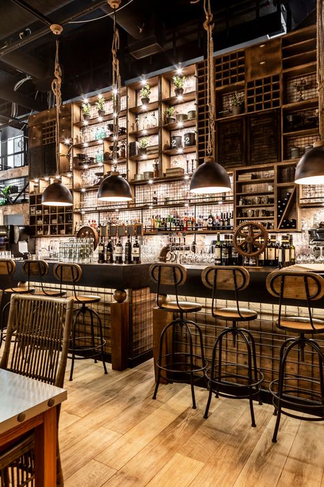 Vinery Design, Enoteca Design, Fire Restaurant, Rustic Restaurant Interior, Restaurant Design Rustic, Pub Interior Design, Pizzeria Design, Wood Restaurant, Pub Interior