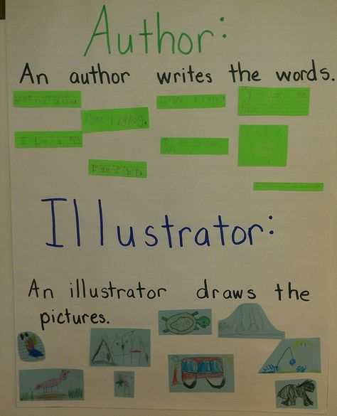 Author Vs Illustrator Kindergarten, Author And Illustrator Activities, Author And Illustrator Anchor Chart, Author And Illustrator Kindergarten, Illustrative Math Kindergarten, Author Study Kindergarten, March Lesson Plans, March Lessons, Bulletin Ideas