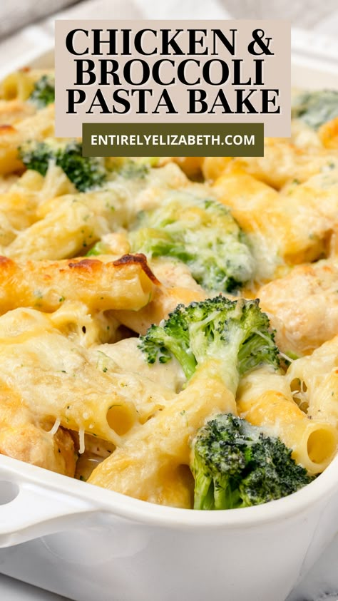 Need a hearty, creamy baked pasta dish? This cheesy Chicken and Broccoli Pasta Bake is sure to satisfy. With simple prep, it can be ready for those busy weeknights when you need comfort fast. Cheesy Chicken Broccoli Pasta Bake, Cheesy Sausage And Broccoli Pasta, Ziti Chicken And Broccoli, Cheesy Broccoli Pasta Bake, Pasta Chicken And Broccoli Recipes, Pasta Dinner Recipes Crockpot, Shredded Chicken Pasta Bake, Mac And Cheese With Chicken And Broccoli, One Pot Chicken Broccoli Pasta