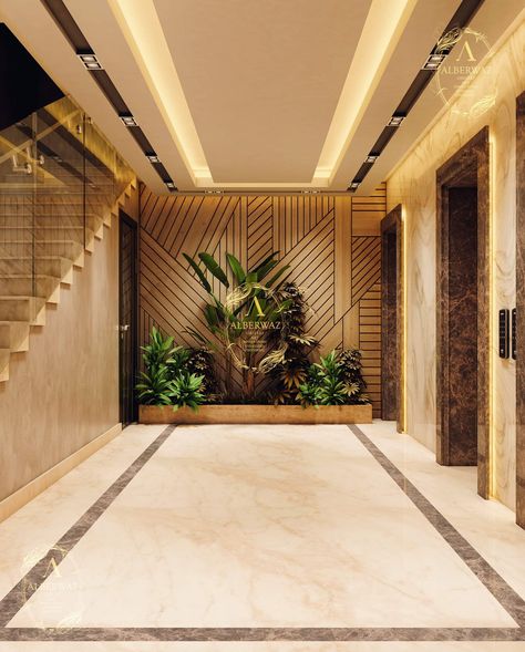 Foyer Area Design Entrance Luxury, Passage Area Design, Building Entrance Lobby Design, Modern Entrance Lobby Design Residential, Lobi Design, Lobby Interior Design Entrance, Lift Lobby Design Residential, Passage Wall Design, Entrance Lobby Design Residential