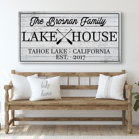 PRICES MAY VARY. Museum-Grade Quality - This Prime Vintage Framed Lake house decor wallart sign with paddle design Gallery-Wrapped Canvas; No sagging, dents, accidental rips; This Lake house sign room decor accessory wall art is Printed using UV-Resistant Ink with a neatly folded edge. Hassle-free - This personalized Lakehouse sign with paddle living room wall decor Comes with Ready-to-Hang Hooks; This family sign lake house decor wall art with paddle canvas is Water-resistant; Cleans easily usi Lake Life Decor, Custom Lake House Signs, Family Lake House, Lake House Gifts, Lake House Wall Art, Lake House Sign, Modern Farmhouse Wall Decor, Lake House Signs, Rustic Bedroom Decor