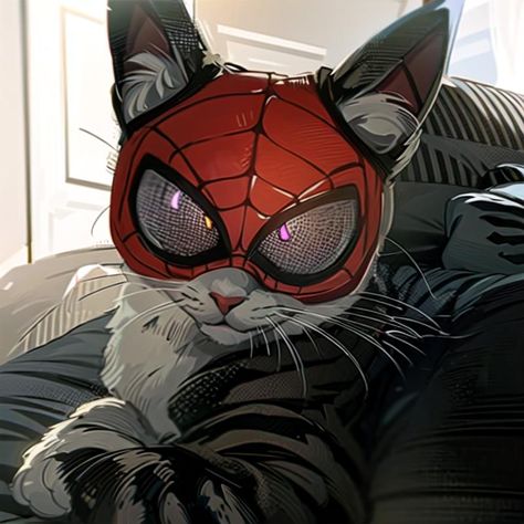 Christmas Matching Pfps Spiderman, Spidercat Wallpaper, Spiderman Christmas, Deadpool And Spiderman, Spiderman 3, Album Art Design, Spider Girl, Cute Cats Photos, Halloween Icons