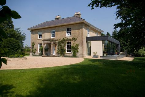 This extension adds an extra layer of character to this beautiful country home - and floods the interior space with daylight through the minimal glass walls and doors #glazing #rural #country #property #glasswall #architecture Glass Extension, Modern Extension, Glass Room, Casa Exterior, Georgian Homes, Listed Building, English House, Glass Boxes, House Extensions