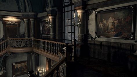 ArtStation - Mansion Hall Environment Dark Academia Mansion Interior, Dark Academia Mansion, Dark Academia Wallpaper Laptop, Dark Academia Castle, Mansion Hall, Hall Wallpaper, Dark Academia Wallpaper, Dark Acadamia, Castle Aesthetic