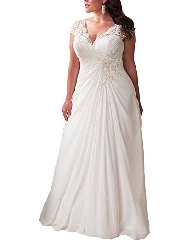 Lace Wedding Dress V Neck, Beach Bridal Dresses, Sweep Train Wedding Dress, Plus Size Beach, Beach Bridal Gown, Plus Size Wedding Gowns, Buy Wedding Dress, Bridal Dresses Lace, Wedding Dress Chiffon