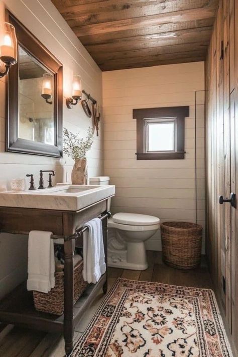 Farmhouse Bathroom Inspiration, Modern Farmhouse Bathroom Ideas, Farmhouse Bathroom Mirrors, Farmhouse Bathroom Vanity, Barn Style House Plans, Bathroom Farmhouse Style, Dream Life House, Modern Farmhouse Bathroom, Rustic Bathrooms