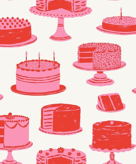 Rainbow Cake Illustration, Cherry Cake Illustration, Emily Taylor Illustration, Retro Cake Illustration, Slice Of Cake Illustration, Frosting Illustration, Vintage Cake Illustration, Vintage Cake Drawing, Cake Drawing Illustration