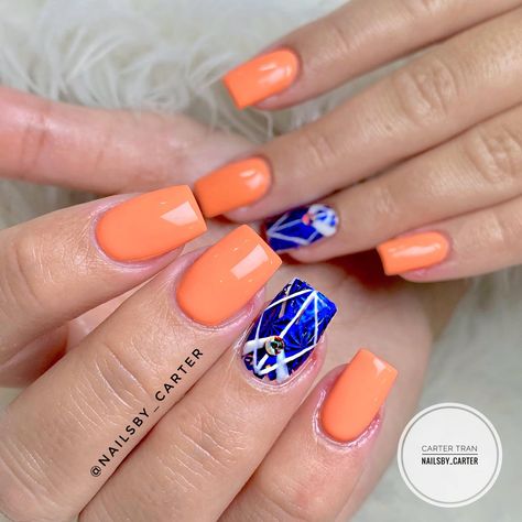 Gel Pure Cantaloupe-655dnd ft Free Style Nails Art Look. Done 🥰😘😍🤩😎🤑🤗💅🏻💎 Instagram: @carterfnails  FB: carterfnails Appointment: 810-986-9981 #nailsbycarter #nailsofinstagram #gelnails #nailsart #nailsaddict #stilletonails #coffinnailshape #squarenailshape #longnailsdontcare #shortnailsdontcare #chromenails #swarovskinailart #colorpowder #promnails #pixelnails #customnails #brightonhighschool #hartlandhighschool #dippowdernails Dnd Pure Cantaloupe, Free Style Nails, Style Nails, Swarovski Nails, Dip Powder Nails, Prom Nails, Color Powder, Free Style, Chrome Nails