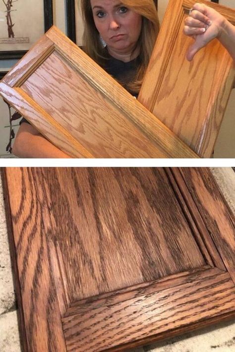 In under two hours you can give your kitchen a major update on a budget. This kitchen cabinet makeover upgrade can be done in one day and for cheap. Check out the before and after kitchen transformation. Diy Cabinets Kitchen, Cabinet Update, Diy Kitchen Cabinets Makeover, Simple Cabinet, Diy Kitchen Cabinets Painting, Honey Oak Cabinets, Water Based Wood Stain, Update Cabinets, Honey Oak