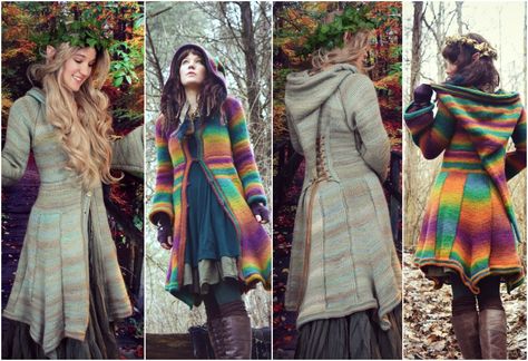 Elf Coat Pattern PDF Morale Fiber, Mandala Top, Crochet Coats, Dragon Hats, Plus Size Patterns, Recycled Sweater, Fringed Poncho, Crochet Coat, Variegated Yarn