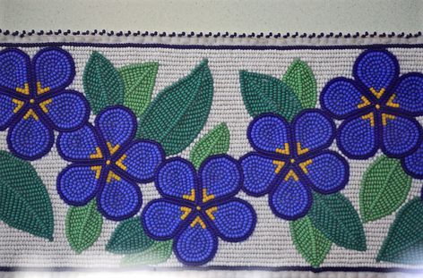 Cree Beaded Flowers, Alaska Native Beadwork, Athabaskan Beadwork, Haudenosaunee Art, Metis Art, Métis Beadwork, Metis Beading, Flower Beadwork, Alaska Art