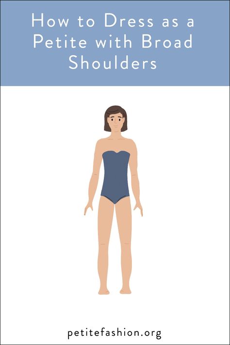 For petite women with broad shoulders, finding the right clothing can sometimes be a challenge. Broad shoulders typically mean your upper body is wider than your hips, creating an inverted triangle shape. While broad shoulders can give a strong and athletic appearance, when paired with a petite frame, this body type can make finding the Clothes For Broad Shoulders For Women, Dress For Inverted Triangle Body Shape, Reverse Triangle Body Shape Outfits, Outfits For Inverted Triangle, Tops For Broad Shoulders, Broad Shoulder Women Outfits, Women With Broad Shoulders, Broad Shoulder Women, Dresses For Broad Shoulders