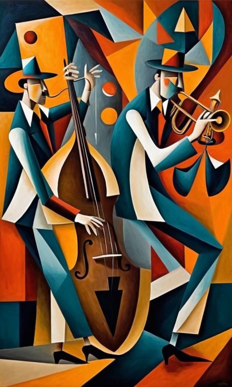 Art Jazz Painting, Jazz Art Abstract, Jazz Graphic Design, Jazz Music Art, Stunning Paintings, Arte Jazz, Jazz Painting, Cubist Paintings, Best Paintings