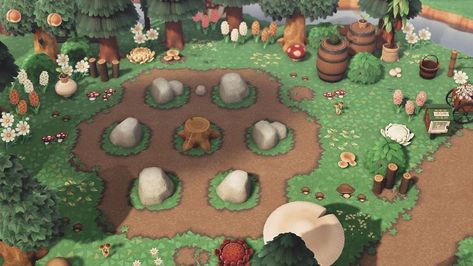 Rock Garden Ideas Animal Crossing, Rock Garden Animal Crossing New Horizon, Rock Ideas Acnh, Acnh Rocks Ideas, Acnh Rock Design, Rock Circle Animal Crossing, Rock Garden Ideas Acnh, Animal Crossing Rock Area, Animal Crossing Rock Ideas