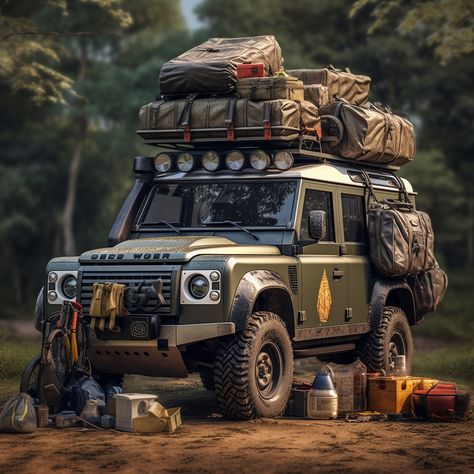 Fully loaded Land Rover. Land Rover Defender, Go Camping, Outdoor Adventure, Arsenal, Land Rover, Camping, Pins, Arsenal Fc