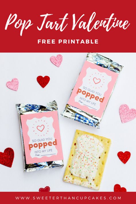 Easy classroom Valentines idea for kids with FREE PRINTABLE. Your kids will love these for Valentine's Day! Budget friendly Valentines gift. Pop Tart Valentine Ideas, Pop Tart Valentine, Pop Tart Valentine Printable, Happy Valentines Day Card Printables, Valentines Playdough Printable, Pop It Valentine Printable, Pop Tube Valentine Printable, Smartie Valentine Printable Kids, Valentines Idea