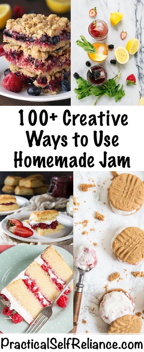 Creative Ways to Use Homemade Jam ~ Recipes Using Jam Dessert With Jam, Cooking With Jam, Ways To Use Jam, Recipes To Use Up Jam, Baking With Jam Recipes, Recipes That Use Jelly, Recipes With Jam In Them, Desserts Using Jam, Recipes That Use Jam