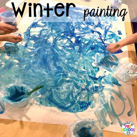 Winter painting and more ideas for winter butcher paper activities for preschool, pre-k, and kindergarten students. Arctic Animals Preschool Theme, Winter Classroom Door, Winter Literacy Activities, Arctic Animals Preschool, Paper Activities, Pocket Of Preschool, Letter Sort, Writing Sight Words, Multisensory Activities