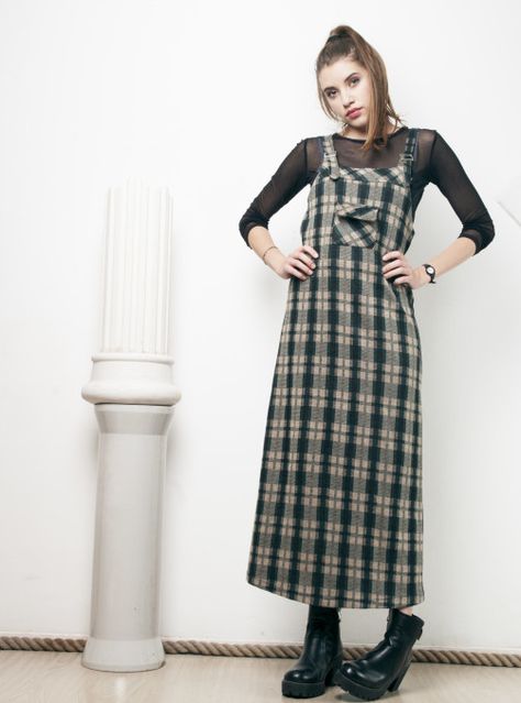 – 90s vintage plaid grunge dungaree dress Sheer Slip Dress, Hippie Summer, Reworked Denim, Denim Pinafore, Dungaree Dress, Slip Dresses, Summer Maxi, Casual Friday, Night Party