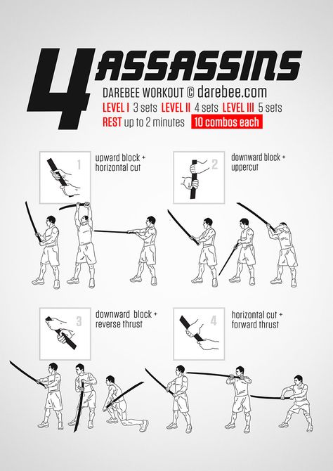 4 Assassins Workout Assassins Workout, Martial Arts Sparring, Superhero Workout, Trening Sztuk Walki, Combat Training, Martial Arts Techniques, Martial Arts Styles, Ju Jitsu, Martial Arts Workout