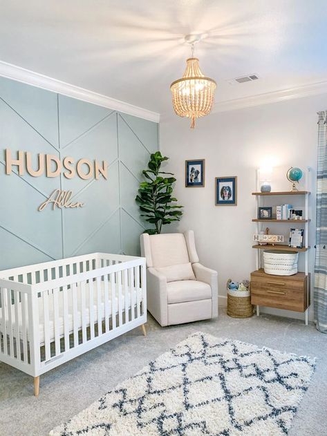 Hi! Welcome to little Hudson’s nursery! We’ve worked the past few months to bring this small space to life and we are so happy with the outcome. We wanted a room that felt calming, homey, and… Baby Nursery Inspiration, Baby Room Neutral, Baby Room Themes, Baby Boy Room Decor, Nursery Room Design, Girl Nursery Room, Baby Room Inspiration, Baby Boy Room Nursery, Nursery Room Boy