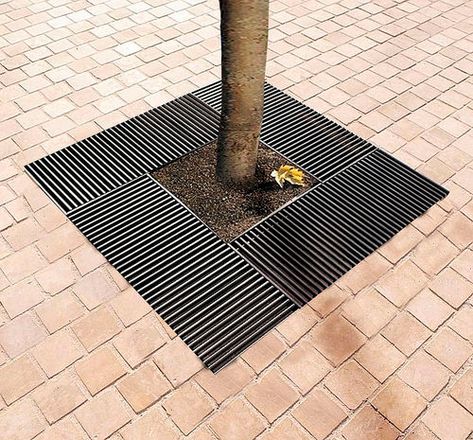 Galvanized steel tree grate / square - BASIC - Concept Urbain Tree Grate, Urban Cityscape, Urban Tree, Litter Bin, Landscape Elements, Landscape And Urbanism, Urban Furniture, Quilted Pattern, Street Furniture