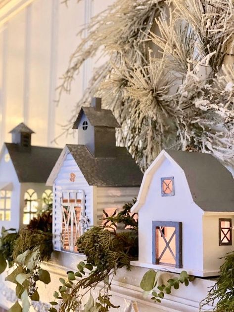 14 ideas for adding farmhouse Christmas charm - French Country Cottage Farmhouse Christmas Village, Rustic Christmas Crafts, Homestead Decor, Tennessee Christmas, Relaxing Decor, Christmas Branches, Red Farmhouse, Farmhouse Candles, Christmas Farmhouse