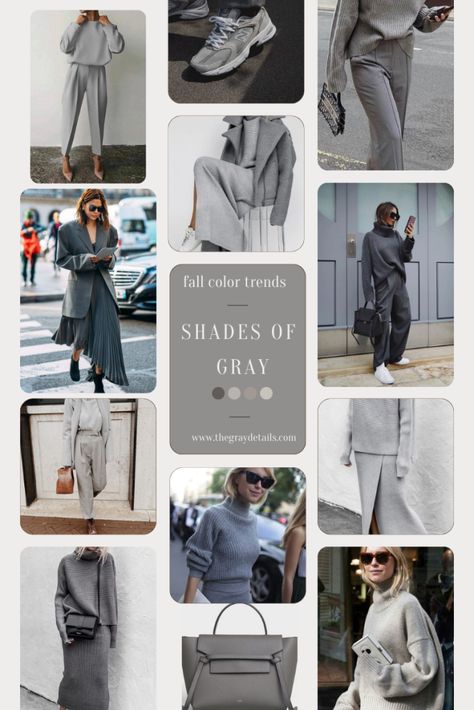 10 Fall Fashion Color Trends for 2023, shades of gray, fall fashion, gray for fall, shades of gray for fall Grey Color Outfits, Fall2024 Fashion, Gray Jeans Outfit Fall, Grey Outfit Fall, Color Trends For 2023, Color Trends 2023, Grey Jeans Outfit, 2023 Fall Fashion, Fall Fashion Colors