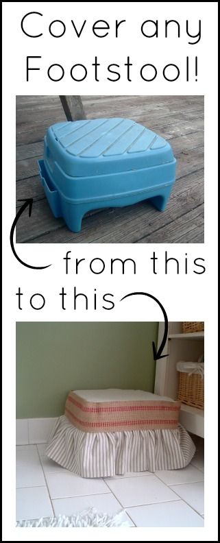 Cover any footstool with this method -- a tutorial on how to slipcover a plastic stool. Plastic Stool Makeover Diy, Stool Upcycle, Cottage Diy, Plastic Stool, Diy Home Decor Crafts, Country Chic Cottage, Slip Covers, Stool Covers, Home Decor Crafts