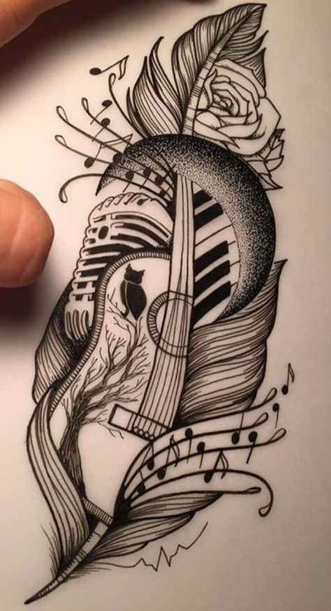 Alas Tattoo, Guitar Tattoo Design, Music Tattoo Sleeves, Peacock Feather Tattoo, Men Tattoos Arm Sleeve, Flame Tattoos, Music Tattoo Designs, Guitar Tattoo, Forearm Tattoo Women