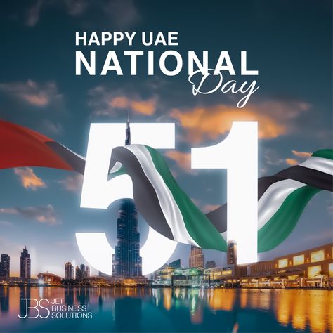 Let us welcome the 51st National Day with love, determination, and a warm patriotic heart ❤️ May you have a wonderful time celebrating the Spirit of the Union. Long live UAE #UAE #JBS #flyingtoqatar #jetbusinesssolutions #aviation #UAENationalDay #51stnationalday Uae National Day Poster Design Creative, 51 Uae National Day, Uae National Day Creative Ads, National Day Creative Ads, Independent Day Poster, Uae National Day Design, Uae National Day Ideas Activities, National Day Design, National Day Poster