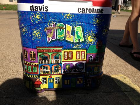 New Orleans cooler Formal Cooler Ideas Nola, Nola Frat Cooler Ideas, Nola Cooler Painting, Frat Coolers Formal Nola, New Orleans Frat Cooler, Frat Coolers Nola, Nola Formal Cooler, Nola Frat Cooler, Nola Painting